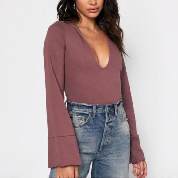 Tobi Tops - Tobi Marsala Ashlyn Hooded sweatshirt Bodysuit SMALL BNWT